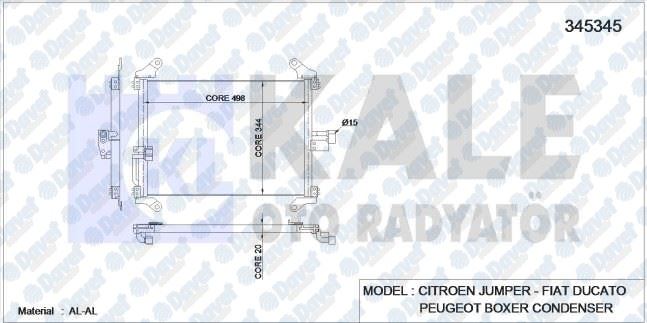 KALE 345345 Klima Radyatoru Ducato-Boxer-Jumper (94-06) (506x349x22) (Al/Al) (Kurutucu Ile)  ####